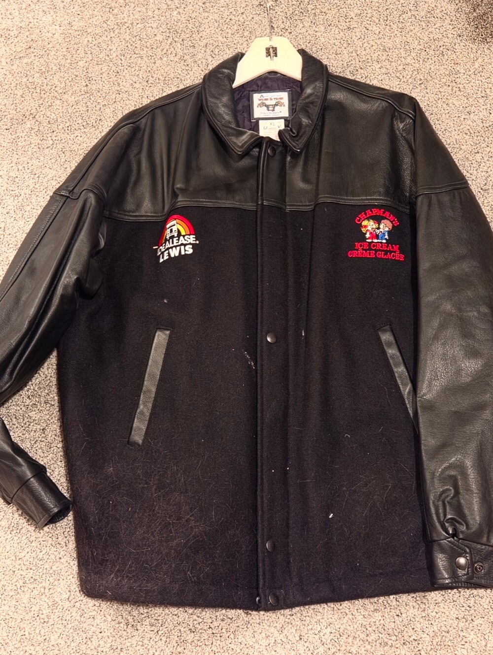 Men's Faux Leather & Wool Varsity Style Jacket Chapmans Ice Cream XL